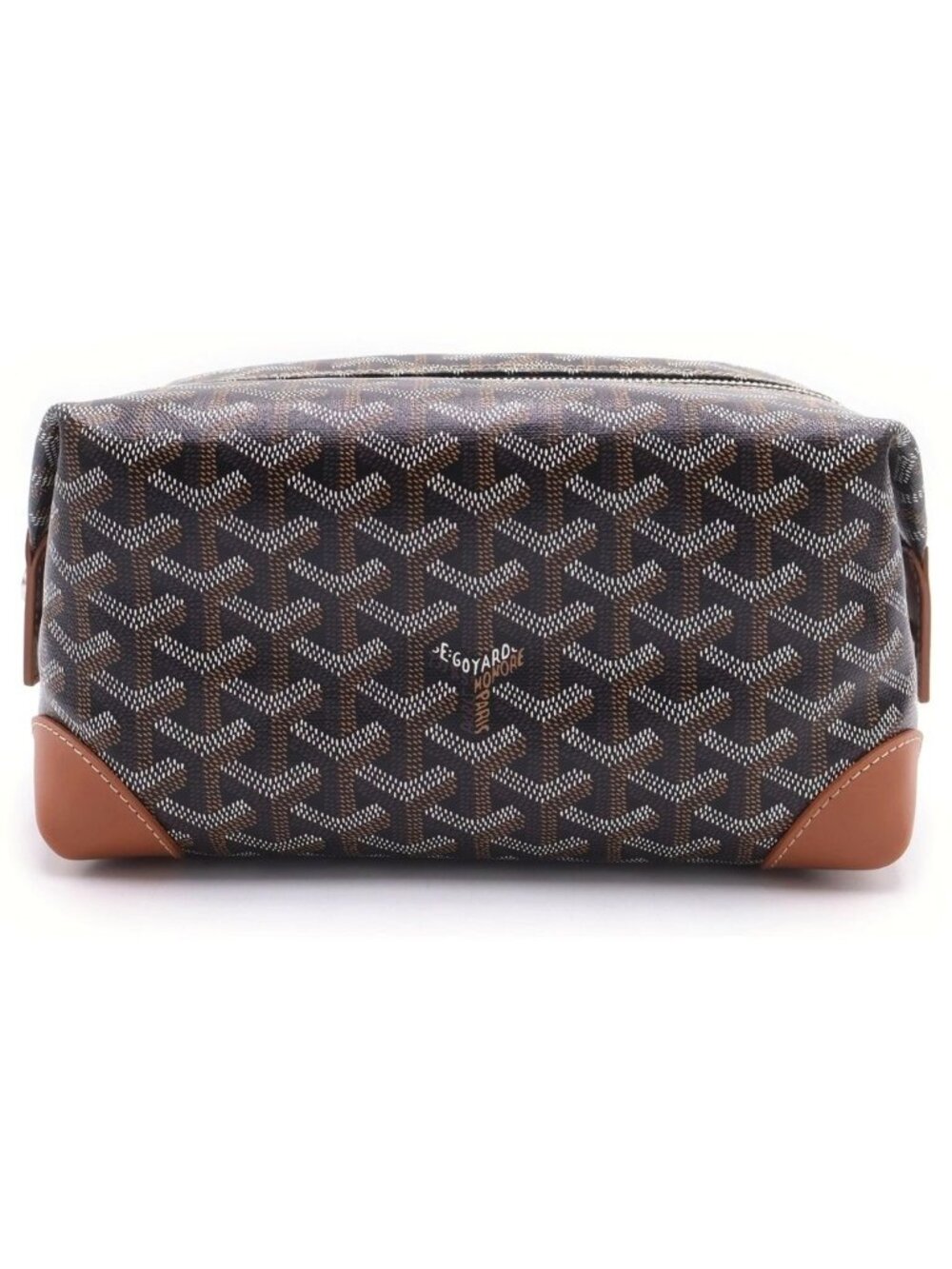 Goyard Bow Ring 25 Toiletries Leather Clutch Pouch Black